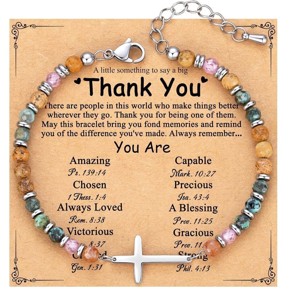 Christian Cross Bracelet Women Stainless Steel Adjustable Faith Gift